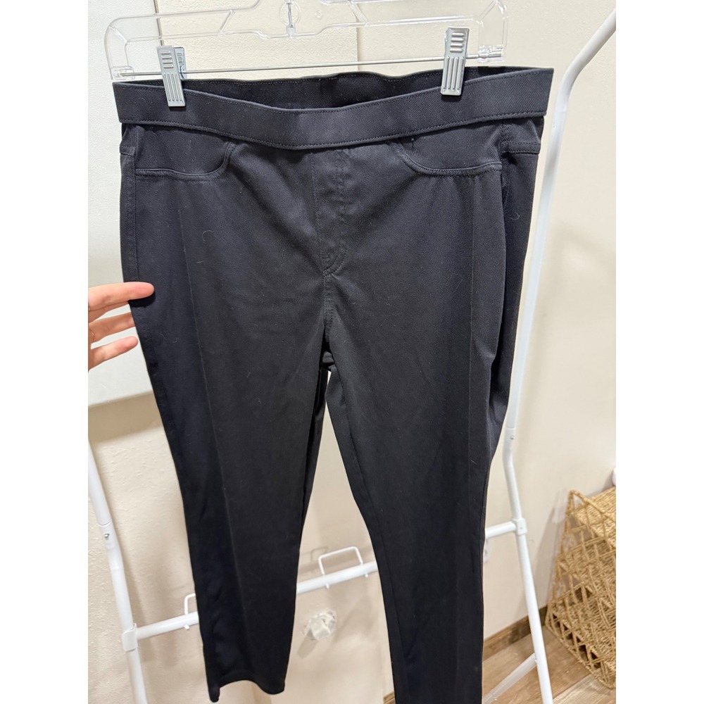Womens Black Pull On Stretch Trousers Slim Leg Work Pants Office Size Large